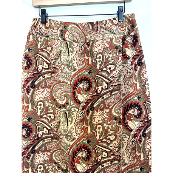 Peck & Peck Silk Paisley Wrap Maxi Skirt Size 6 Old Money Quiet Luxury Preppy - Picture 2 of 11